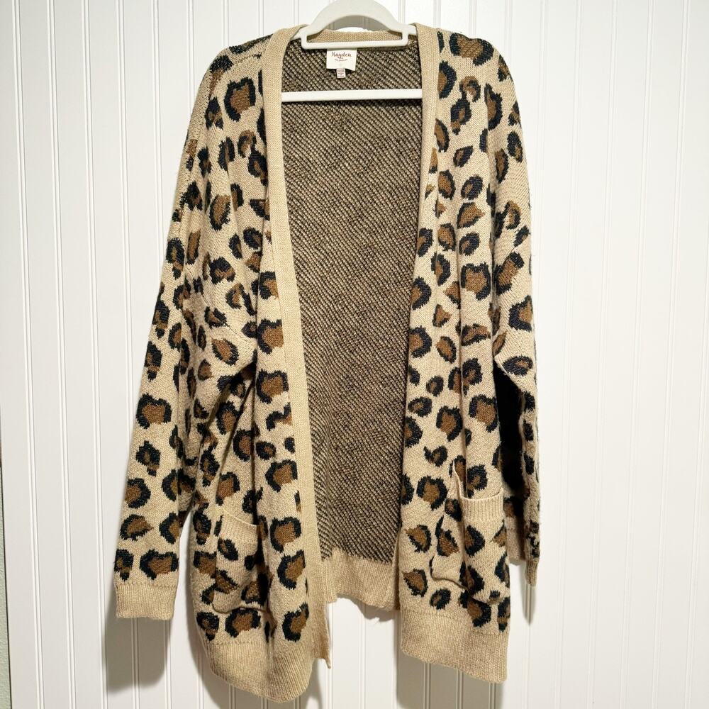 Hayden Leopard Cardigan Sweater Plus Size 2X/3X - Picture 2 of 6
